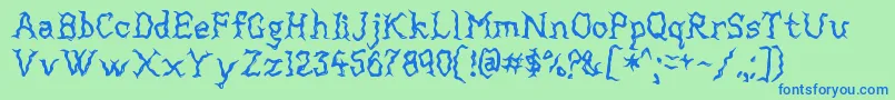 Mortified Font – Blue Fonts on Green Background