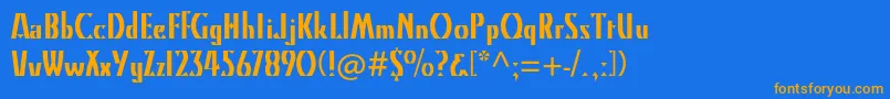 フォントKinomtstd – オレンジ色の文字が青い背景にあります。