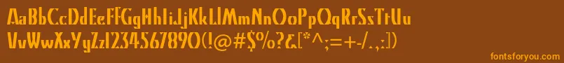 フォントKinomtstd – オレンジ色の文字が茶色の背景にあります。