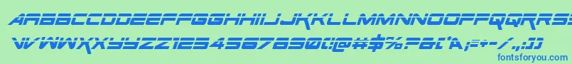 フォントSpaceRangerLaserItalic – 青い文字は緑の背景です。