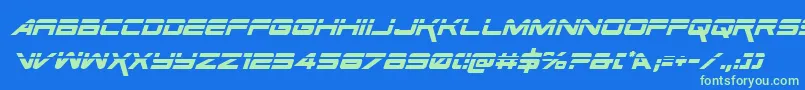 フォントSpaceRangerLaserItalic – 青い背景に緑のフォント