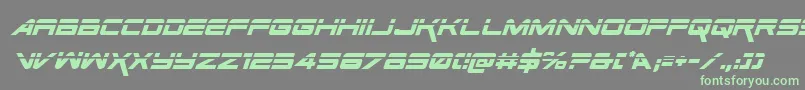 フォントSpaceRangerLaserItalic – 灰色の背景に緑のフォント