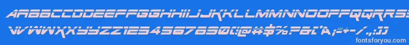 SpaceRangerLaserItalic Font – Pink Fonts on Blue Background