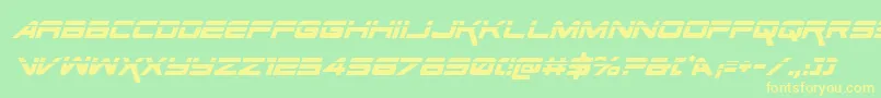 フォントSpaceRangerLaserItalic – 黄色の文字が緑の背景にあります