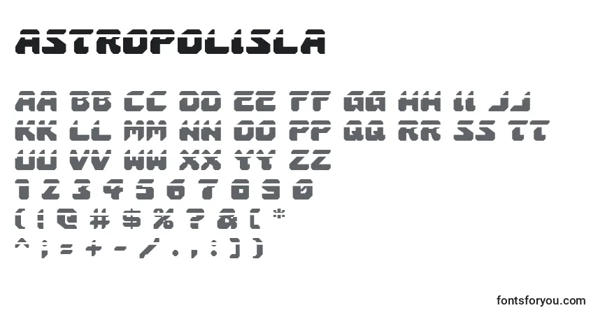 Schriftart Astropolisla – Alphabet, Zahlen, spezielle Symbole