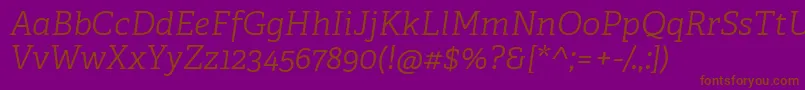 AdelleCyrillicLightItalic Font – Brown Fonts on Purple Background