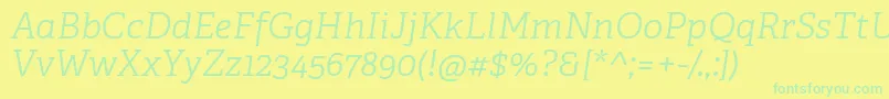 AdelleCyrillicLightItalic Font – Green Fonts on Yellow Background