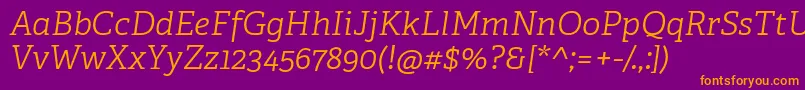 AdelleCyrillicLightItalic Font – Orange Fonts on Purple Background