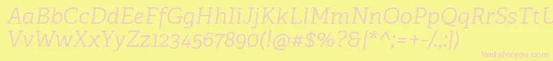 AdelleCyrillicLightItalic Font – Pink Fonts on Yellow Background