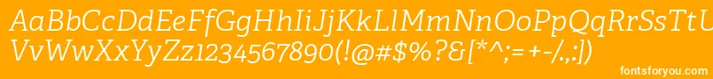 AdelleCyrillicLightItalic Font – White Fonts on Orange Background