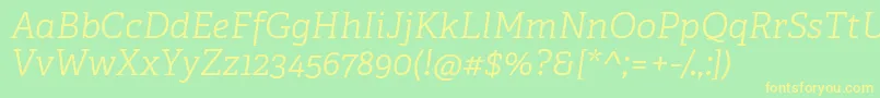 AdelleCyrillicLightItalic Font – Yellow Fonts on Green Background