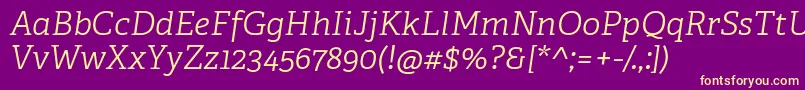 AdelleCyrillicLightItalic Font – Yellow Fonts on Purple Background