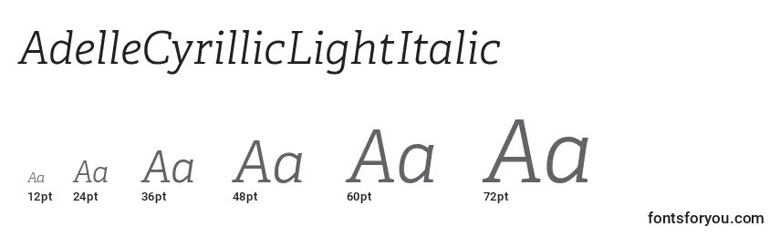 Größen der Schriftart AdelleCyrillicLightItalic