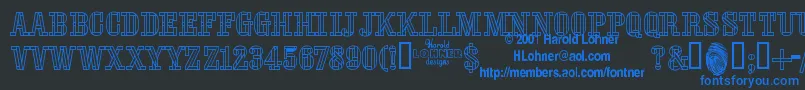 StencilFourreversed Font – Blue Fonts on Black Background