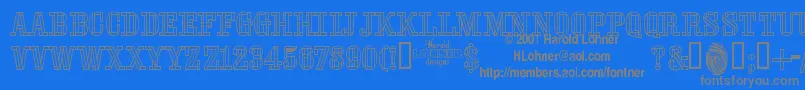 StencilFourreversed-Schriftart – Graue Schriften auf blauem Hintergrund