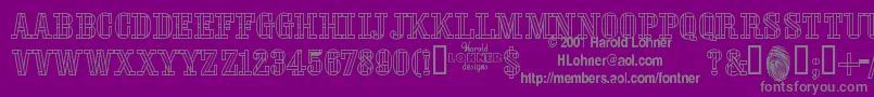 StencilFourreversed-Schriftart – Graue Schriften auf violettem Hintergrund