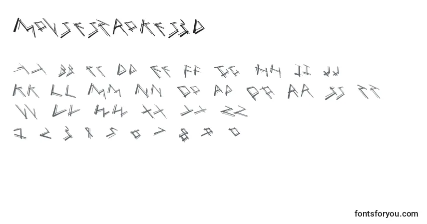 Schriftart Mousestrokes3D – Alphabet, Zahlen, spezielle Symbole
