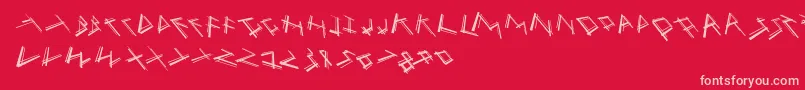Mousestrokes3D-Schriftart – Rosa Schriften auf rotem Hintergrund