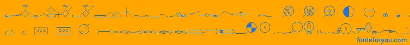 EsriMilsym05-fontti – siniset fontit oranssilla taustalla