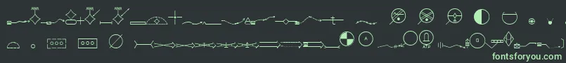 Шрифт EsriMilsym05 – зелёные шрифты на чёрном фоне