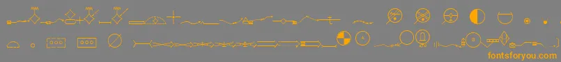 EsriMilsym05-fontti – oranssit fontit harmaalla taustalla