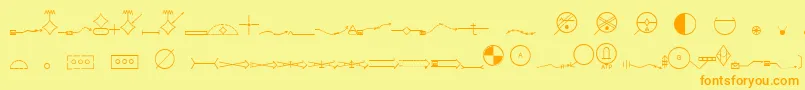 EsriMilsym05-fontti – oranssit fontit keltaisella taustalla