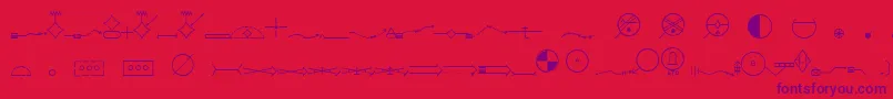 EsriMilsym05-fontti – violetit fontit punaisella taustalla