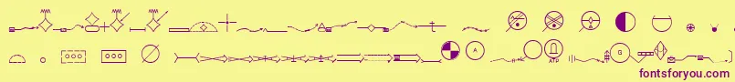 EsriMilsym05-fontti – violetit fontit keltaisella taustalla