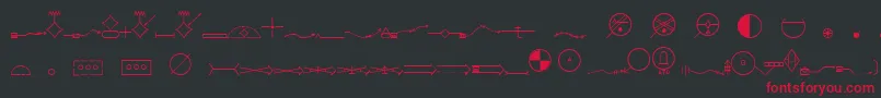 EsriMilsym05-fontti – punaiset fontit mustalla taustalla