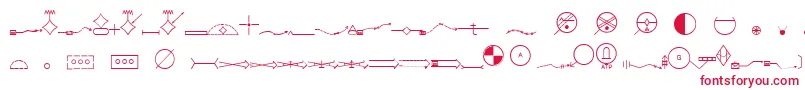 フォントEsriMilsym05 – 白い背景に赤い文字