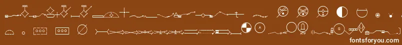 フォントEsriMilsym05 – 茶色の背景に白い文字