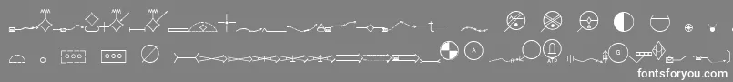 EsriMilsym05-fontti – valkoiset fontit harmaalla taustalla