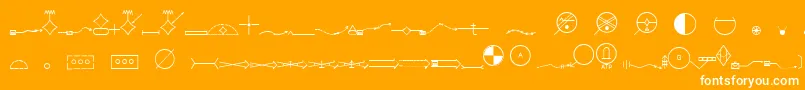 EsriMilsym05-fontti – valkoiset fontit oranssilla taustalla