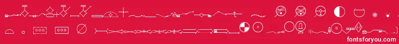 EsriMilsym05-fontti – valkoiset fontit punaisella taustalla