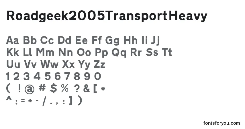 A fonte Roadgeek2005TransportHeavy – alfabeto, números, caracteres especiais