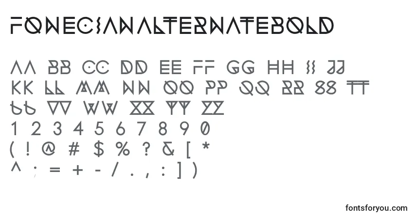 A fonte FonecianAlternateBold – alfabeto, números, caracteres especiais