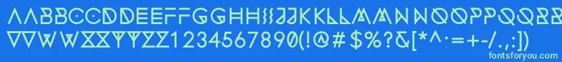 フォントFonecianAlternateBold – 青い背景に緑のフォント