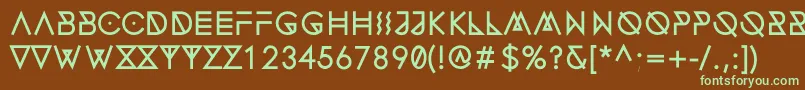 フォントFonecianAlternateBold – 緑色の文字が茶色の背景にあります。