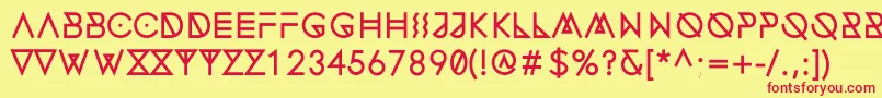FonecianAlternateBold-fontti – punaiset fontit keltaisella taustalla