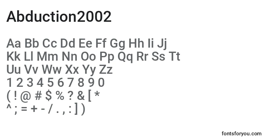 Schriftart Abduction2002 – Alphabet, Zahlen, spezielle Symbole