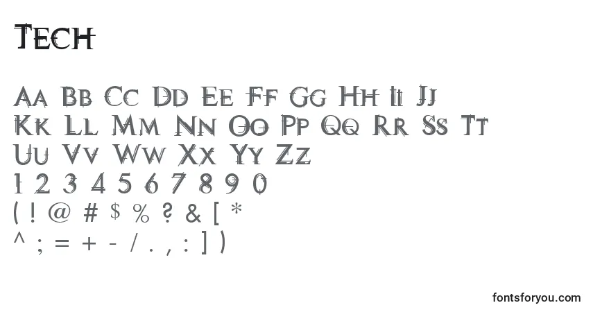 Шрифт Tech – алфавит, цифры, специальные символы