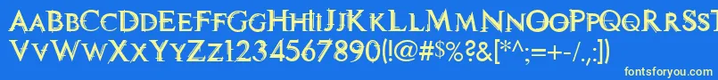 フォントTech – 黄色の文字、青い背景