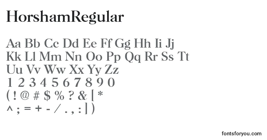 Шрифт HorshamRegular – алфавит, цифры, специальные символы