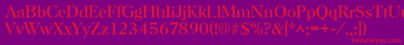 フォントHorshamRegular – 紫の背景に赤い文字