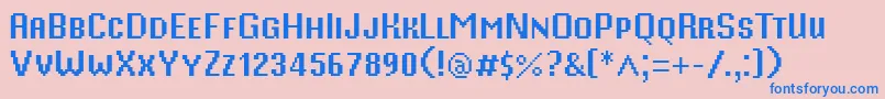 MisterPixel16PtSmallCaps-fontti – siniset fontit vaaleanpunaisella taustalla