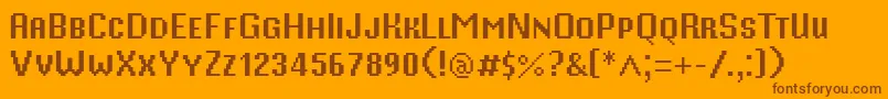 MisterPixel16PtSmallCaps-Schriftart – Braune Schriften auf orangefarbenem Hintergrund