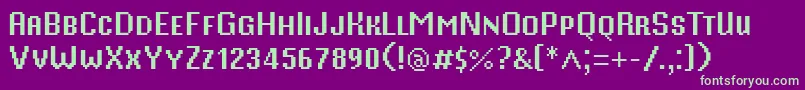 Fonte MisterPixel16PtSmallCaps – fontes verdes em um fundo violeta