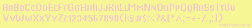 MisterPixel16PtSmallCaps-fontti – vaaleanpunaiset fontit keltaisella taustalla