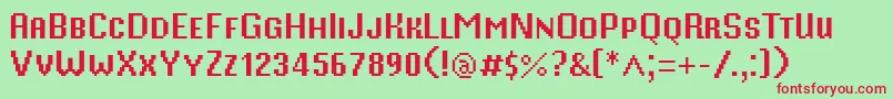 MisterPixel16PtSmallCaps Font – Red Fonts on Green Background