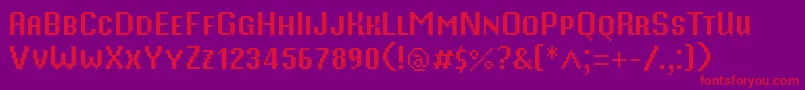 MisterPixel16PtSmallCaps-Schriftart – Rote Schriften auf violettem Hintergrund